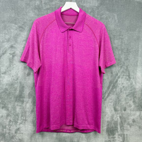 LULULEMON Metal Vent Tech Polo Seamless Lightweight Pink Clay Mens Sz XL - Picture 4 of 10